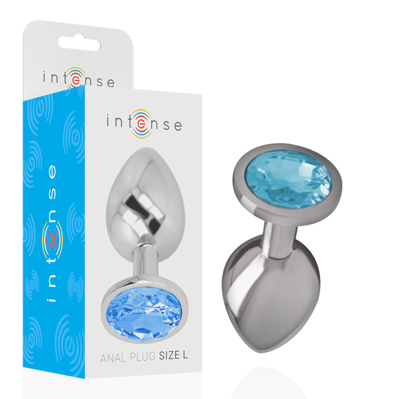 Plug anal en métal INTENSE avec pierre bleue, taille L