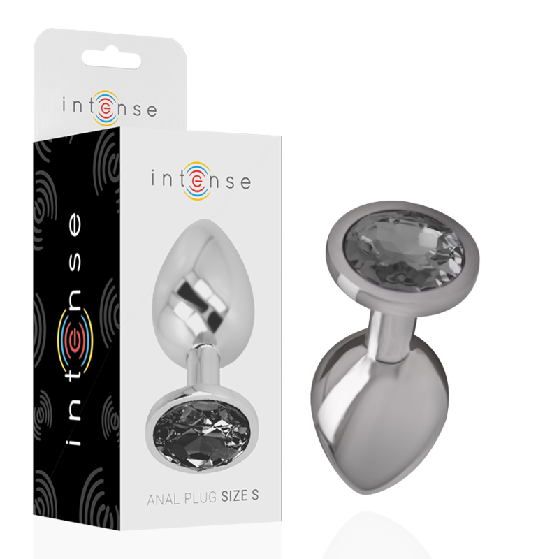 Plug anal INTENSE en aluminium avec cristal noir, taille S