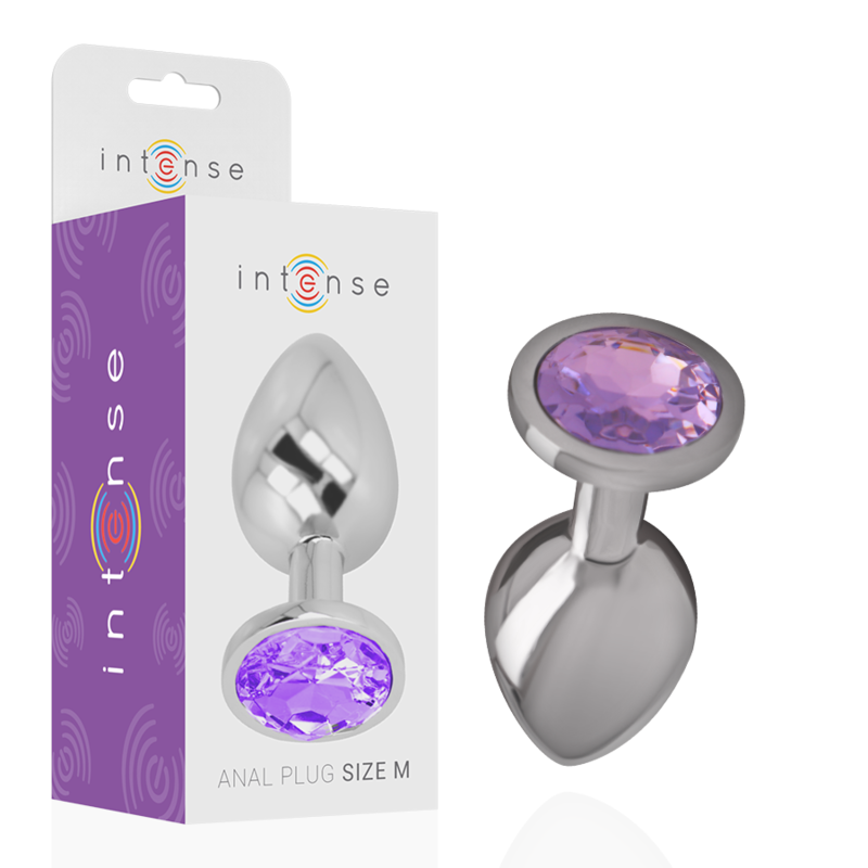 INTENSE Plug anal en métal avec cristal violet, taille M