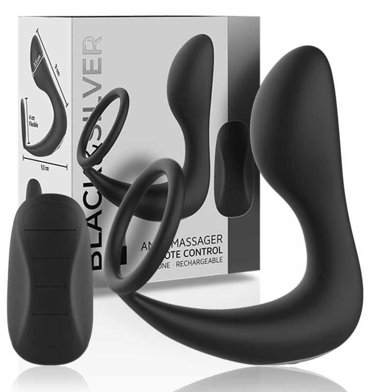 Vibromasseur anal en silicone avec télécommande et double vibration BLACKSILVER