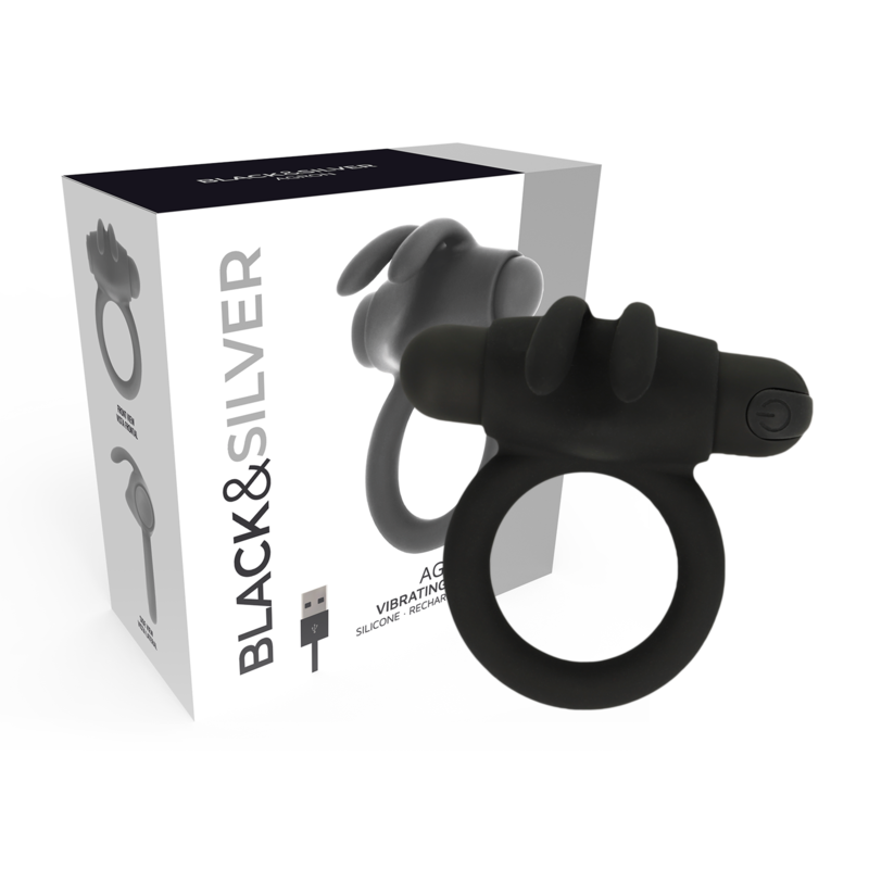 Anneau vibrant pour prolonger l’érection et stimuler le clitoris, 36 mm BLACKSILVER