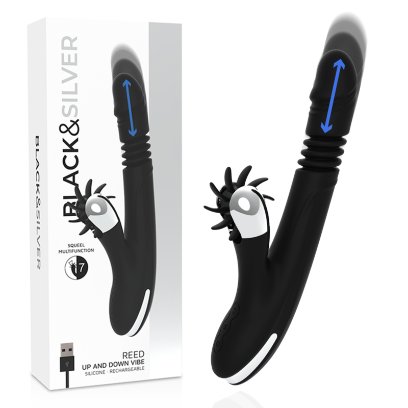 Vibromasseur Rabbit avec mouvements de va et vient et 7 modes pour le point G BLACKSILVER