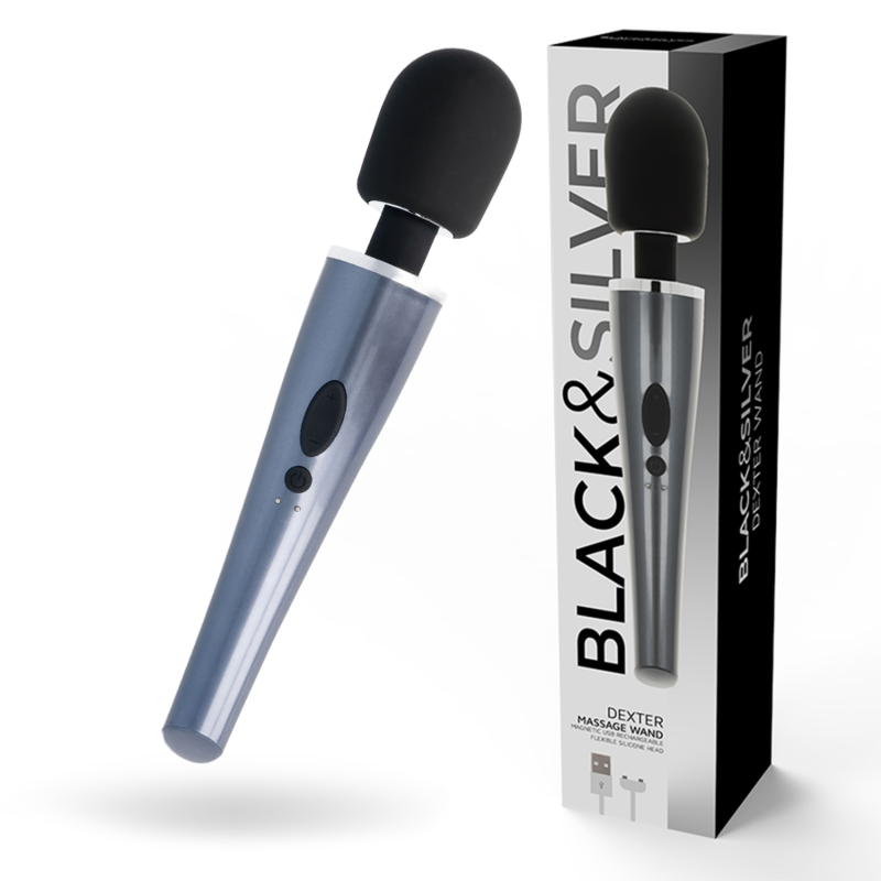 Wandvibrator rechargeable par USB, 10 modes intenses et étanche BLACKSILVER
