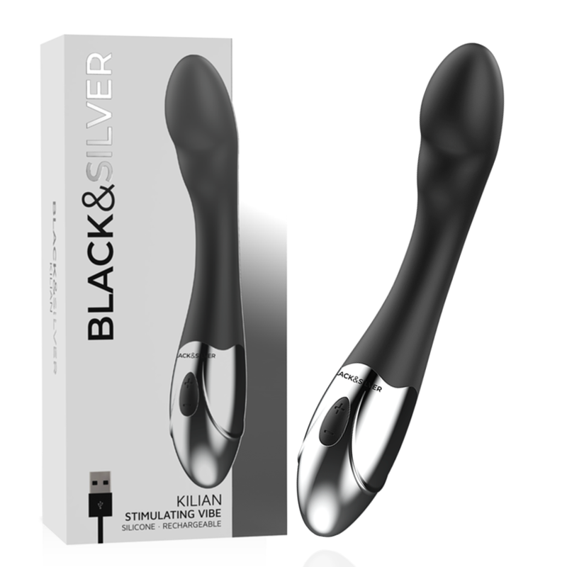 Vibromasseur point G avec moteur ultra puissant et silicone doux BLACKSILVER