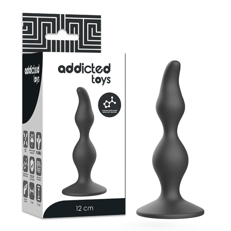 ADDICTED TOYS Plug anal en silicone, 12 cm, noir