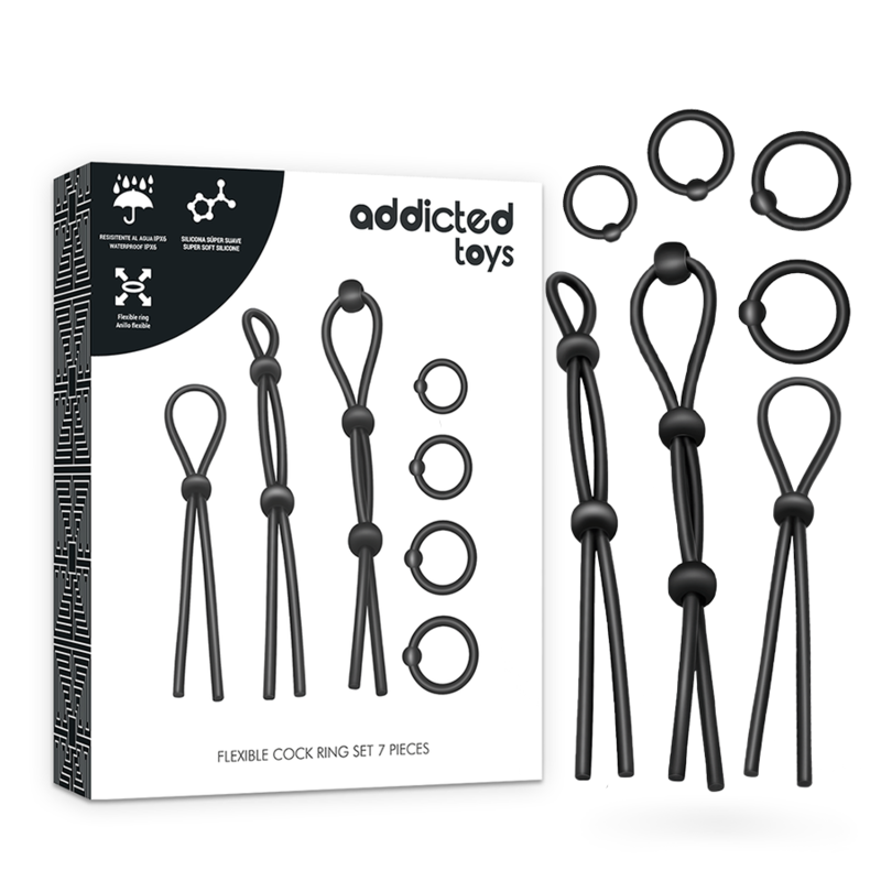 ADDICTED TOYS Set d’anneaux péniens sans vibration, 7 anneaux en silicone