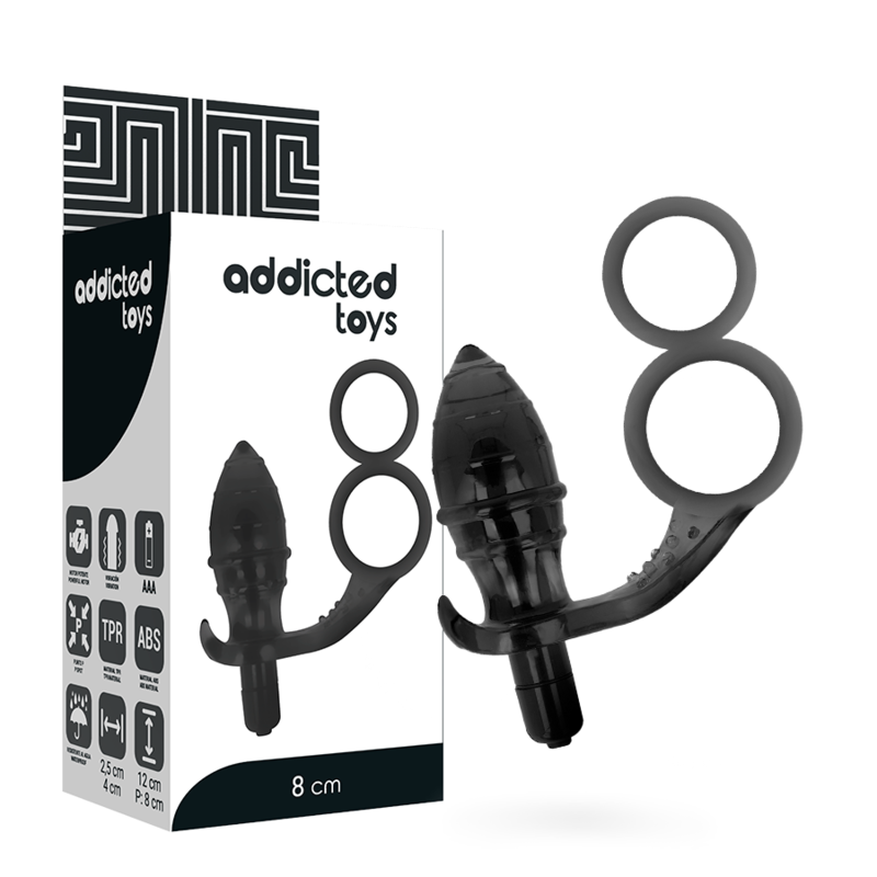 Plug anal ADDICTED TOYS avec double anneau et moteur vibrant