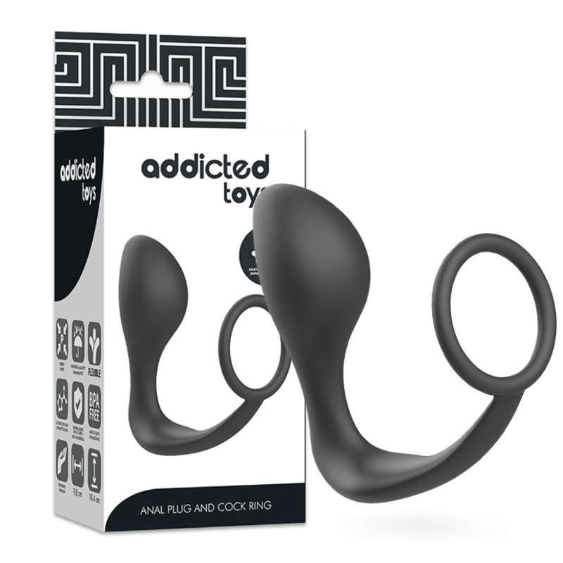 Plug anal ADDICTED TOYS avec anneau en silicone noir