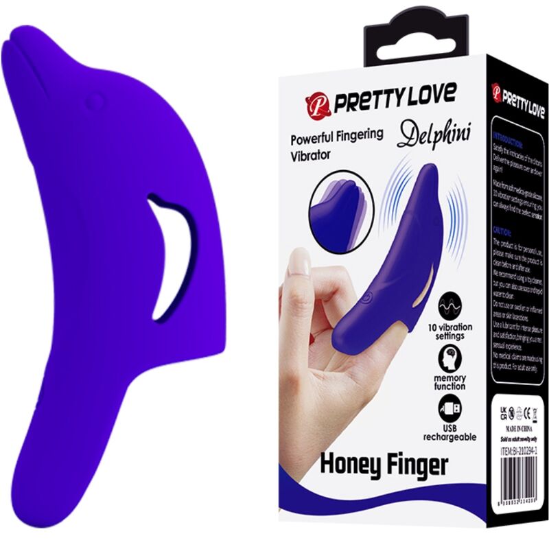 Vibromasseur pour doigt Pretty Love Delphini, bleu