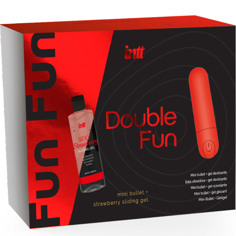 Coffret cadeau de massage INTT Double Fun avec bullet et gel à la fraise