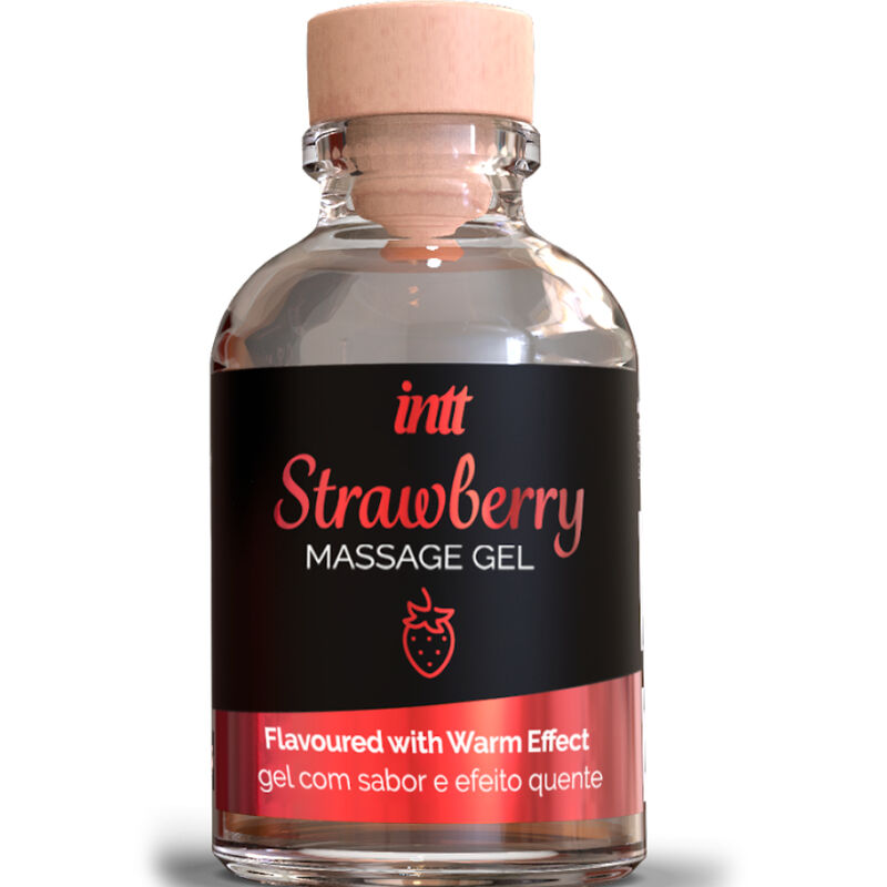 Gel de massage INTT à la fraise avec effet chauffant, 30 ml