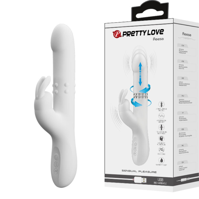 Vibromasseur rabbit Pretty Love Reese avec rotation et fonction de va-et-vient