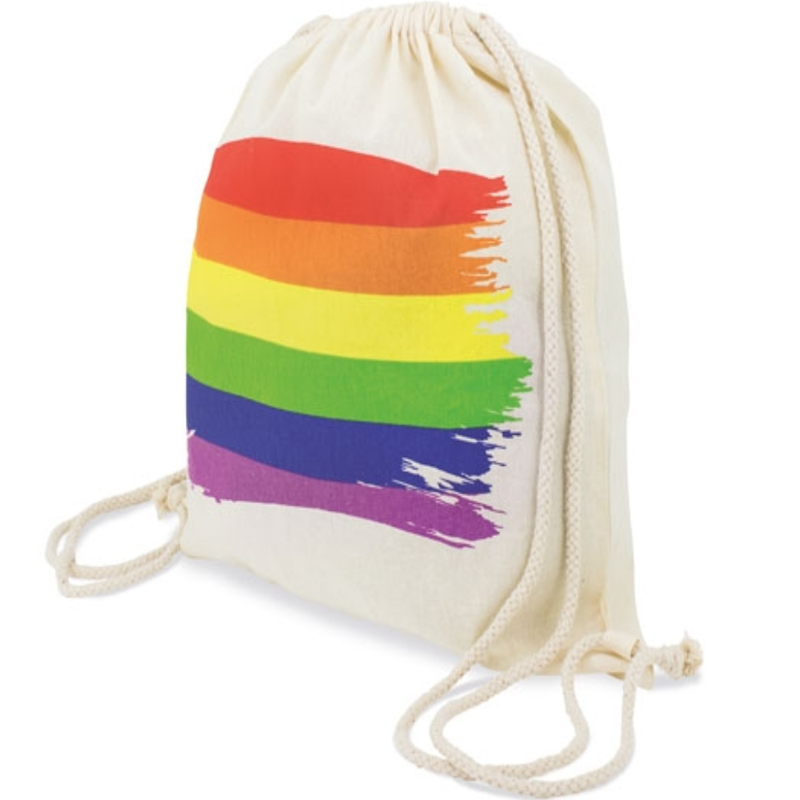 Sac à dos cordon en coton avec drapeau arc en ciel pour les événements Pride PRIDE