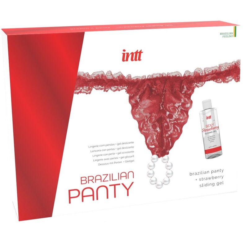 Ensemble INTT Releases avec lubrifiant, culotte en dentelle rouge et perles