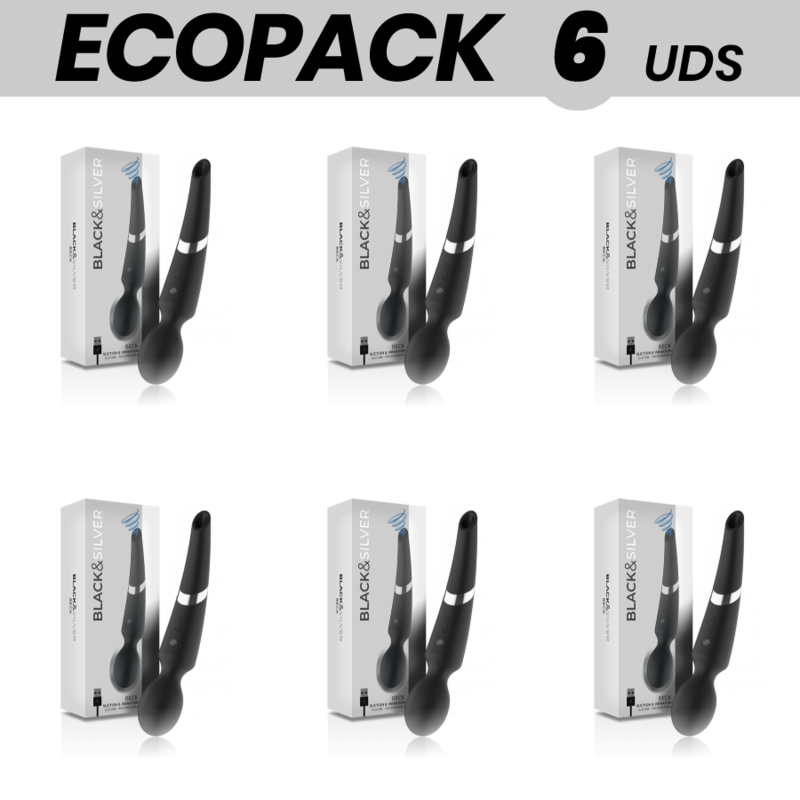 Écopack De 6 Unités : Vibromasseur Blacksilver™ Beck Noir Et Argent Avec Ventouse, 2 En 1 En Silicone