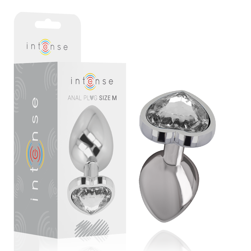 Plug anal en métal INTENSE avec cœur blanc, taille M