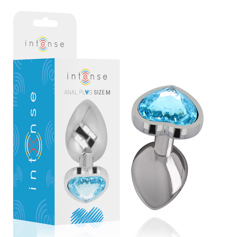 Plug anal INTENSE en métal avec détail cœur bleu, taille M