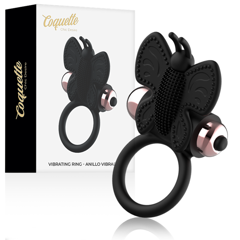 Coquette Chic Desire, anneau pénien vibrant avec papillon