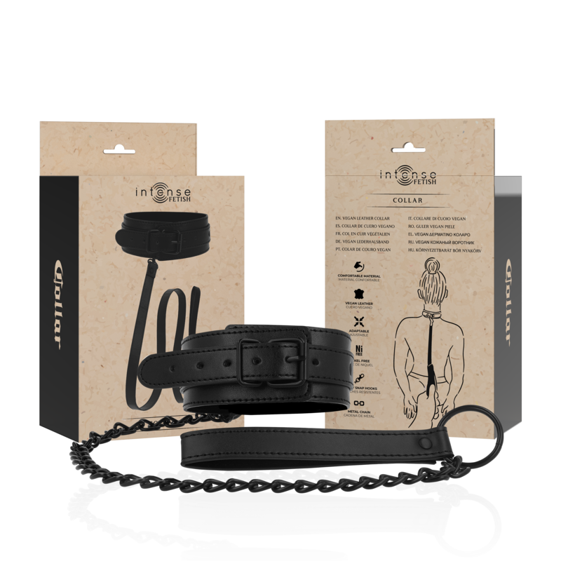 Collier BDSM INTENSE FETISH en cuir vegan