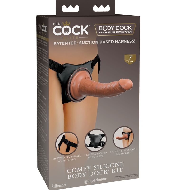 King Cock Elite Comfy, ensemble de harnais strap-on réglable avec gode