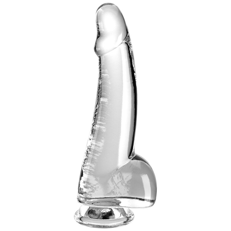 Gode transparent KING COCK Clear avec testicules, 19 cm