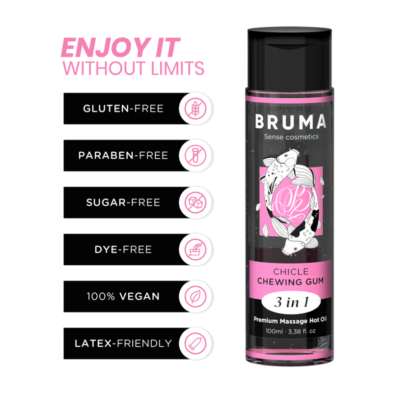 Huile de massage BRUMA goût chewing-gum, 100 ml