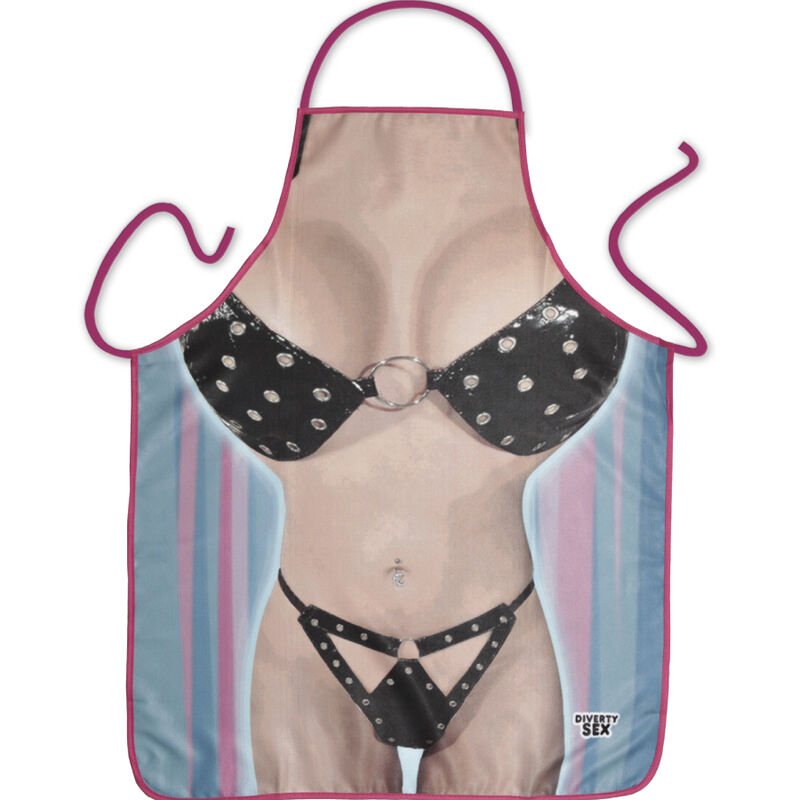 Tablier bikini DIABLO PICANTE avec des illustrations pleines d’humour