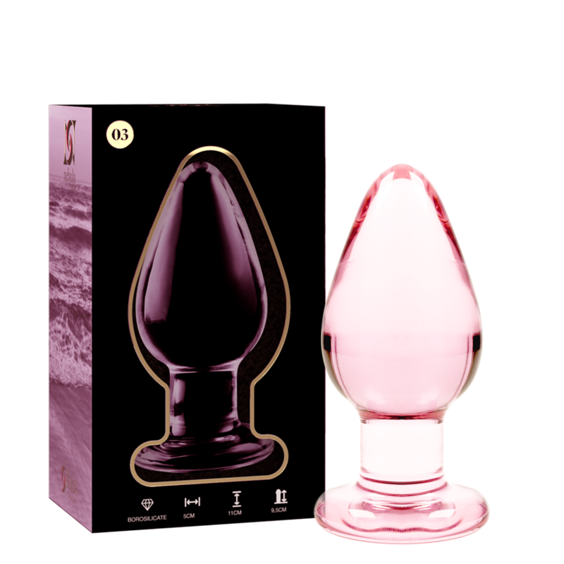 Plug anal en verre borosilicate rose, 11 cm