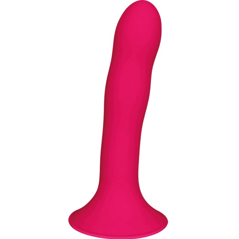 Gode réaliste en silicone à double densité avec ventouse fuchsia ADRIEN LASTIC