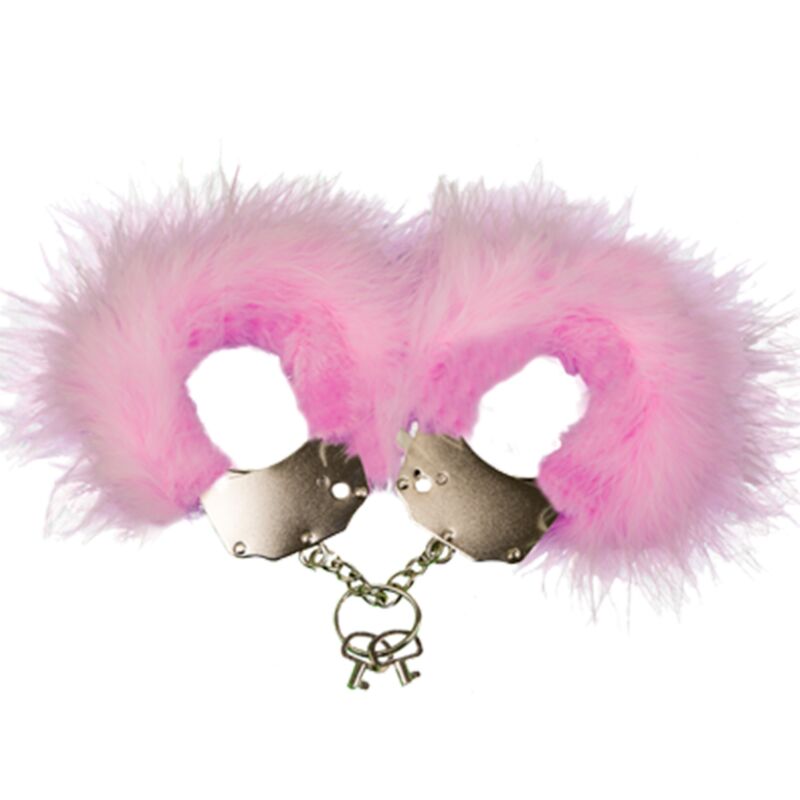 Menottes en métal avec plumes roses pour une initiation tout en douceur au bondage ADRIEN LASTIC
