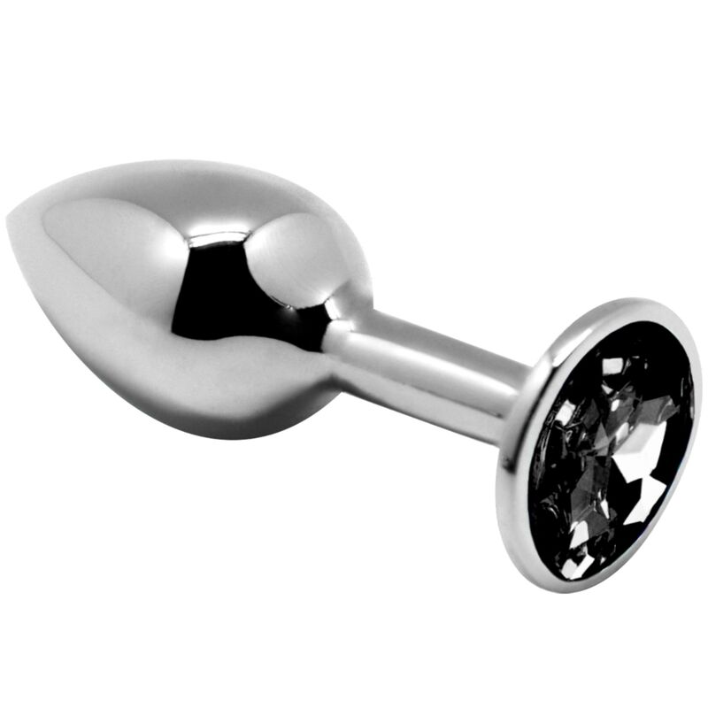 Plug anal en métal noir taille L avec cristal pour une dilatation intense ALIVE