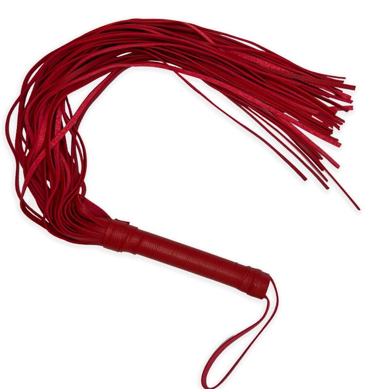 Fouet BDSM en cuir rouge pour des jeux intenses, 69 cm ALIVE