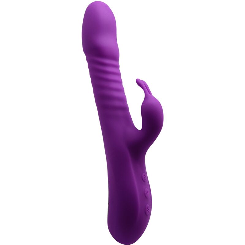 Vibromasseur Rabbit avec fonction va et vient et chaleur, en silicone violet ALIVE