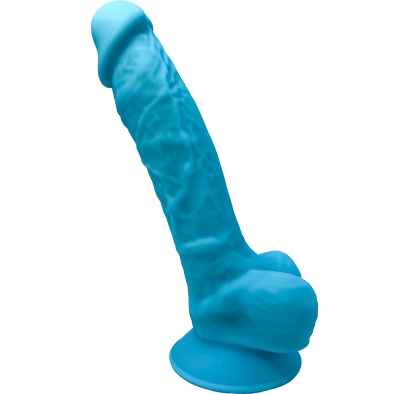 Gode réaliste en silicone bleu de 17,5 cm avec ventouse SILEXD