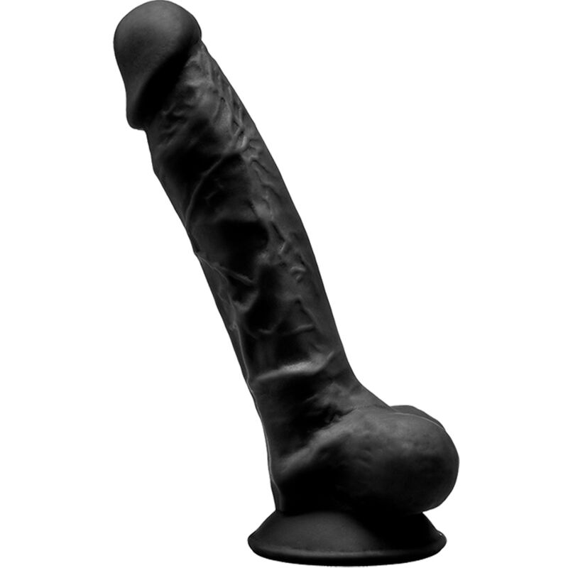 Gode réaliste noir en silicone de 17,5 cm avec ventouse SILEXD