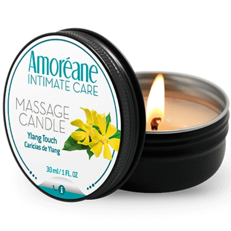 Bougie de massage à l’ylang ylang avec huile chaude pour des massages sensuels à deux AMOREANE