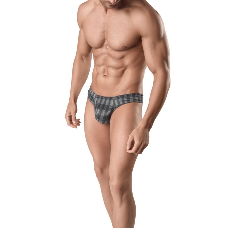 String tanga à carreaux, coupe extensible, mélange de polyamide ANAIS MEN