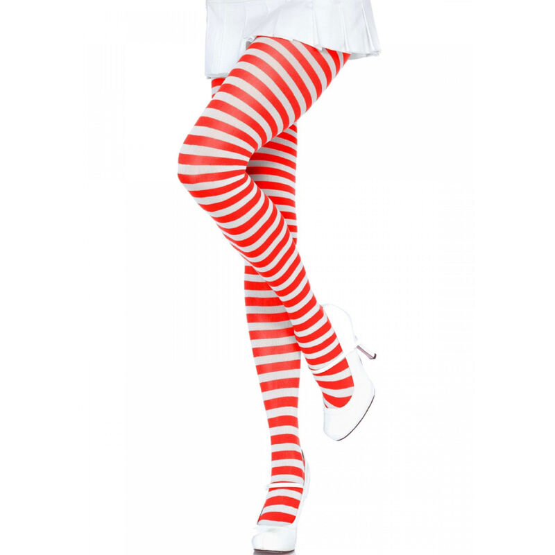 Collants rayés LEG AVENUE blancs et rouges