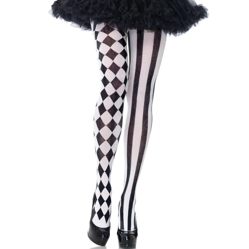 Collants arlequin noirs et blancs Leg Avenue