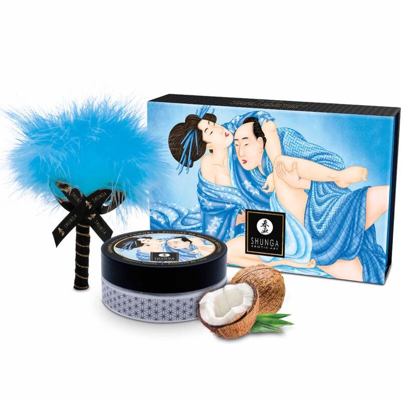 SHUNGA Poudre de massage à la noix de coco avec plumeau