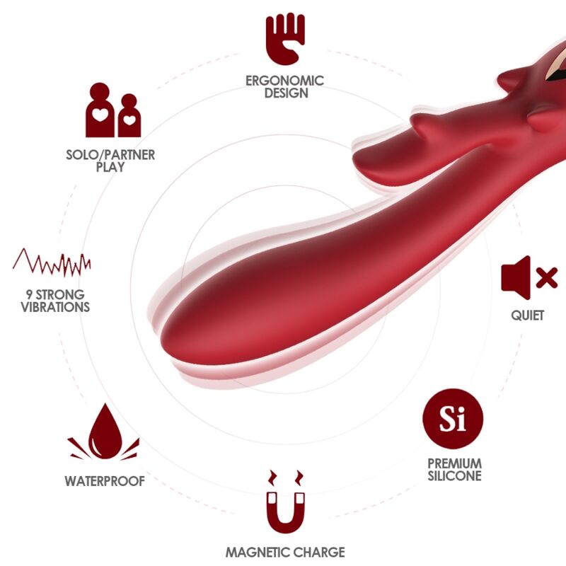 ARMONY Elk, vibromasseur Rabbit rotatif, rouge