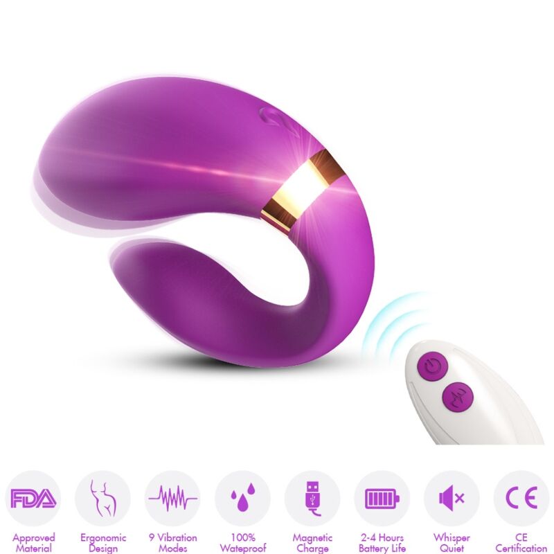 Vibromasseur de couple ARMONY Crescent avec télécommande, violet