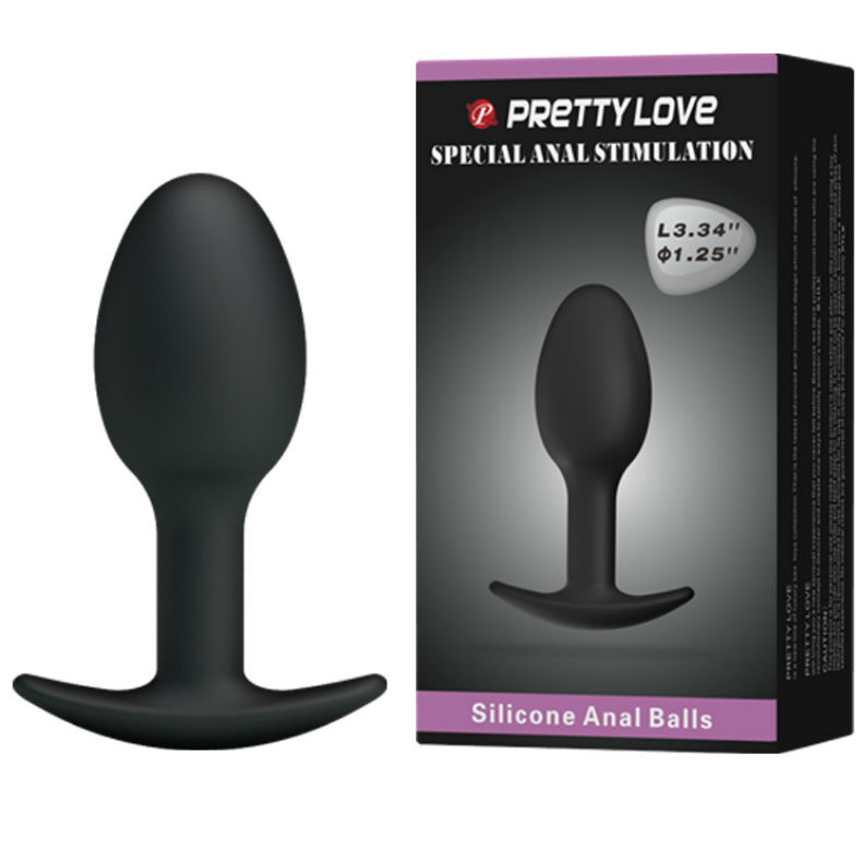 Plug anal Pretty Love en silicone, 6,5 cm, noir
