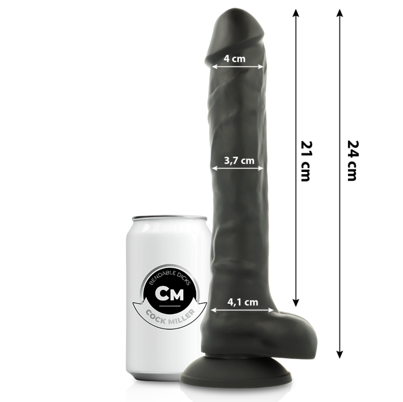 Gode réaliste en silicone double densité avec ventouse puissante, 24 cm COCK MILLER