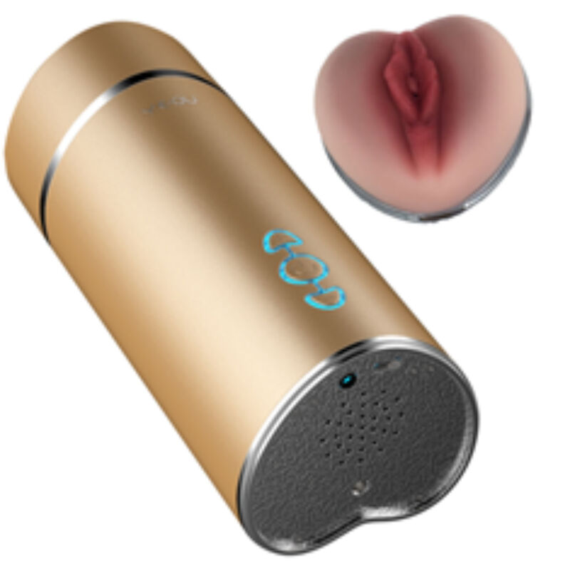 Masturbateur vibrant en forme de vagin, vibrations multi vitesses, doré ARMONY