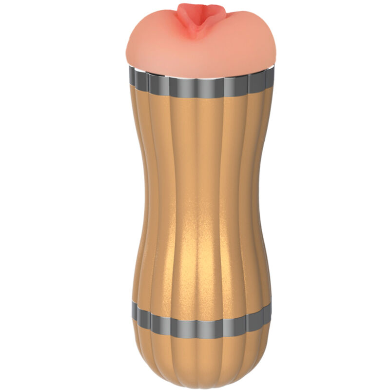 Masturbateur double vagin et bouche en TPE souple doré ARMONY