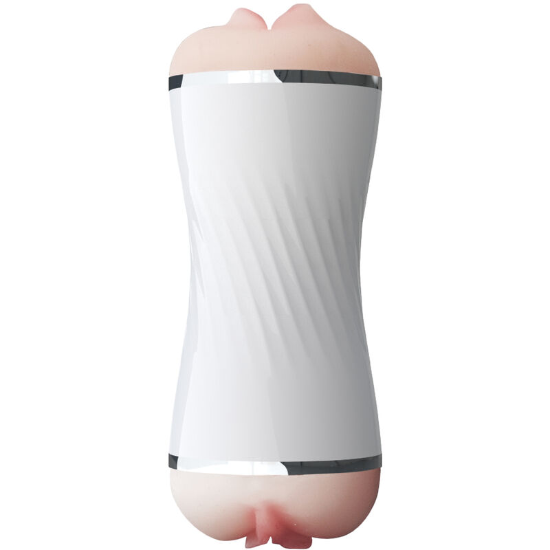 Masturbateur double face vagin et bouche en TPE blanc ARMONY