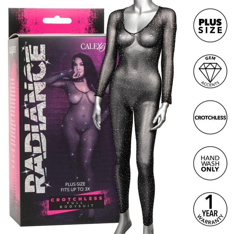 Body résille grande taille ouvert avec strass pour un look irrésistible de la tête aux pieds CALEXOTICS