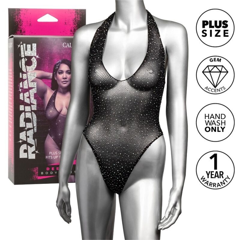 Body grande taille à décolleté plongeant et strass pour les silhouettes généreuses CALEXOTICS