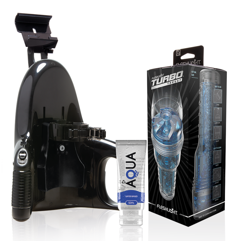 Set masturbateur avec canal Turbo et support Launch pour un effet fellation intense FLESHLIGHT